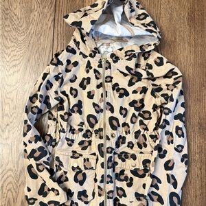 Max Studio Leopard Print Kids Hooded Long Jacket Sz 5/6 BC